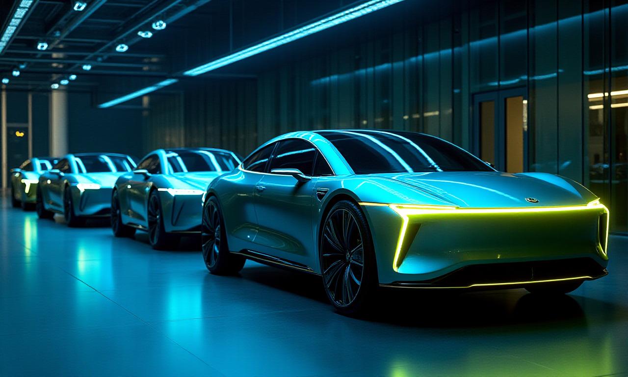 Vetrina moderna di auto elettriche di lusso